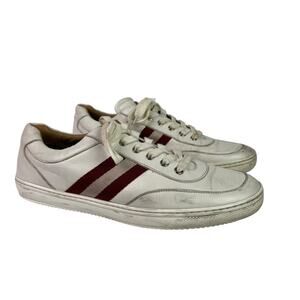 Bally Oriano Low Top Leather Lace Up Sneaker Red White Men's Us 11.5 D